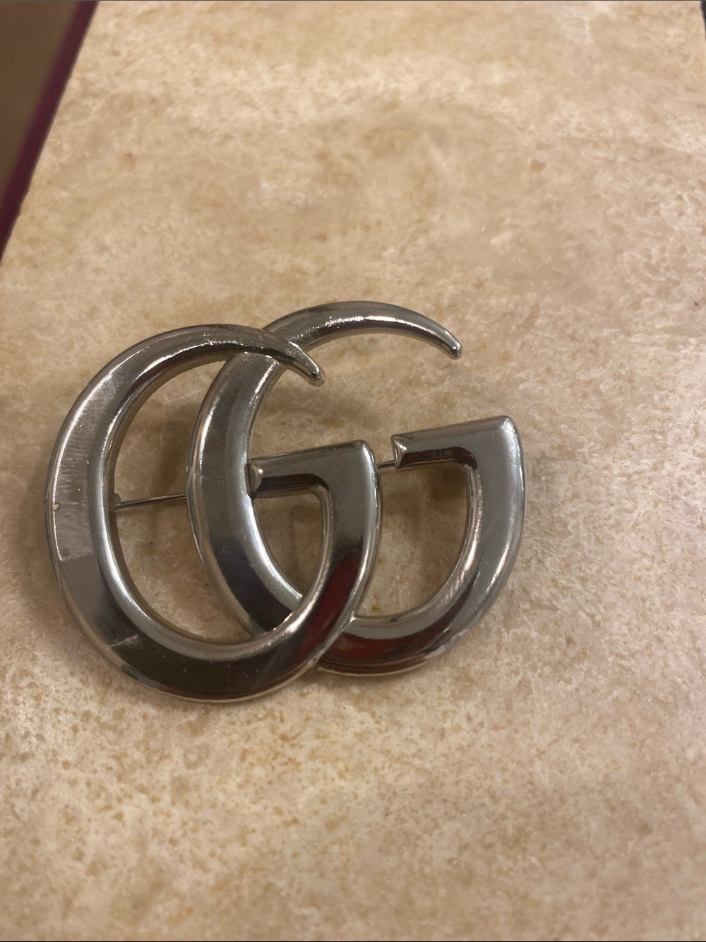 Gucci silver Interlocking G Logo Brooch
